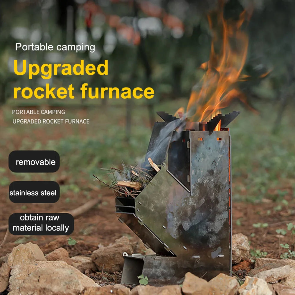 BBQ Rocket Stove Stainless Steel Outdoor Wood Burning