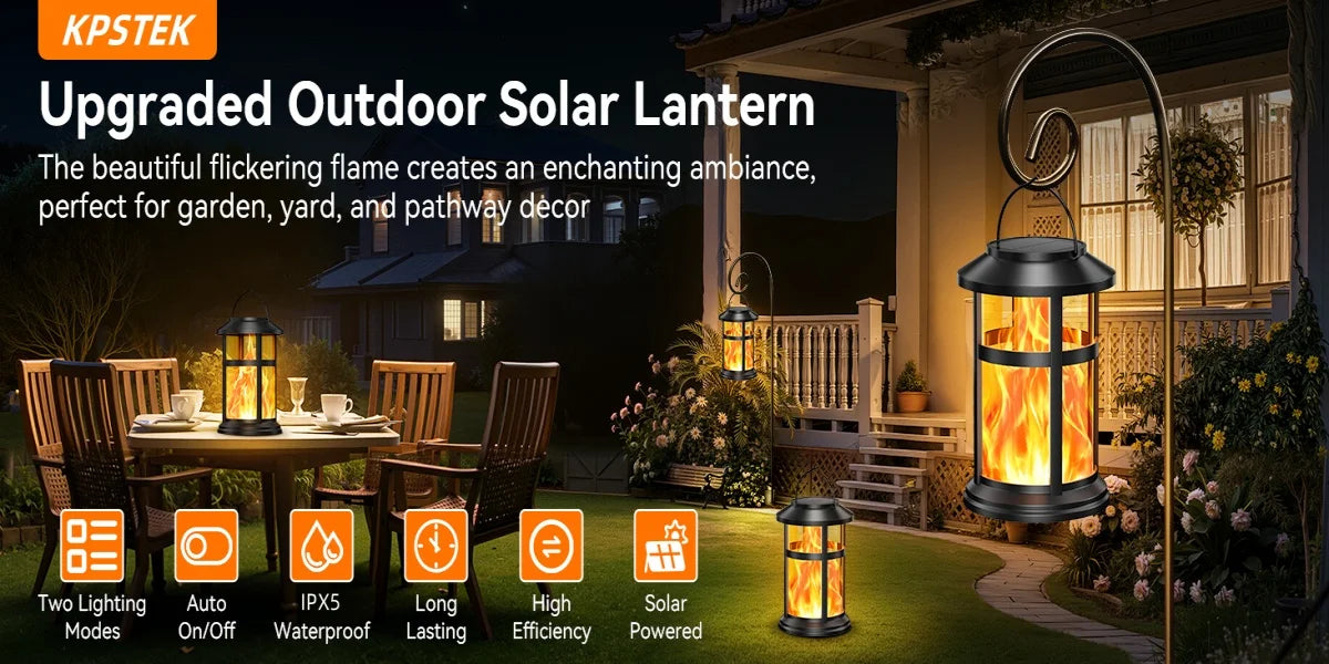 2 Pack Solar Flame LED Lights, 2 Modes