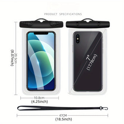 Universal IPX8 Waterproof Phone Case (2 Packs) - Up To 7", Adjustable Neck Lanyard