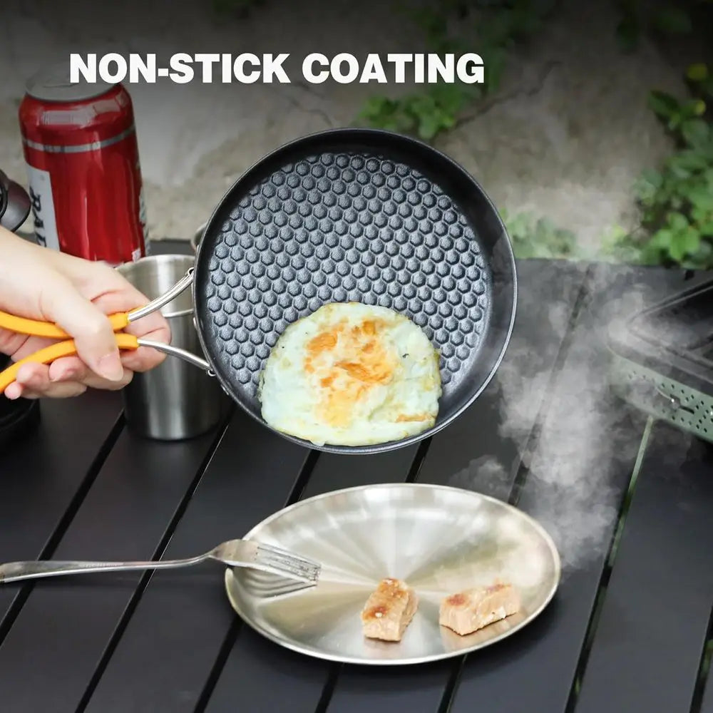 2-Pack Non-stick Frying Pan Set, Stainless Steel, Foldable Handle