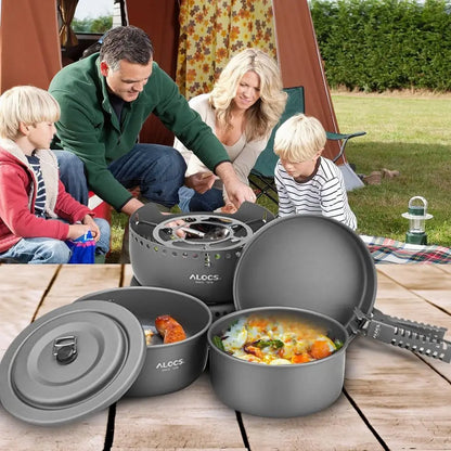 Lightweight 11-Piece Camp Cooking Set with Portable Stove