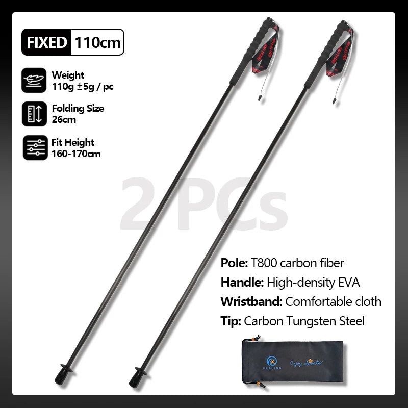 2PCs Trekking Poles Carbon Fiber,115g Ultra-Light