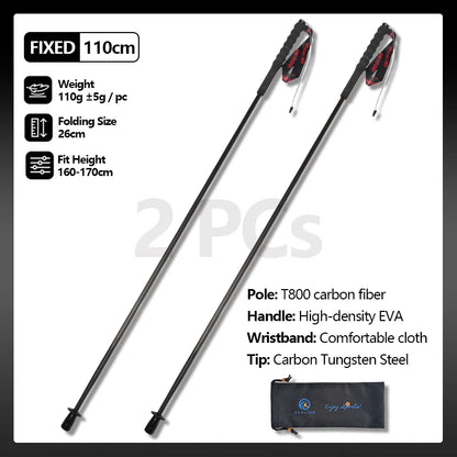 2PCs Trekking Poles Carbon Fiber,115g Ultra-Light