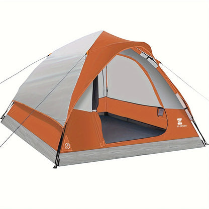 Pop Up Camping Tent - 4 Person Instant Easy Set Up  with Removable Rain Fly, Waterproof Windproof for Outdoor Camping