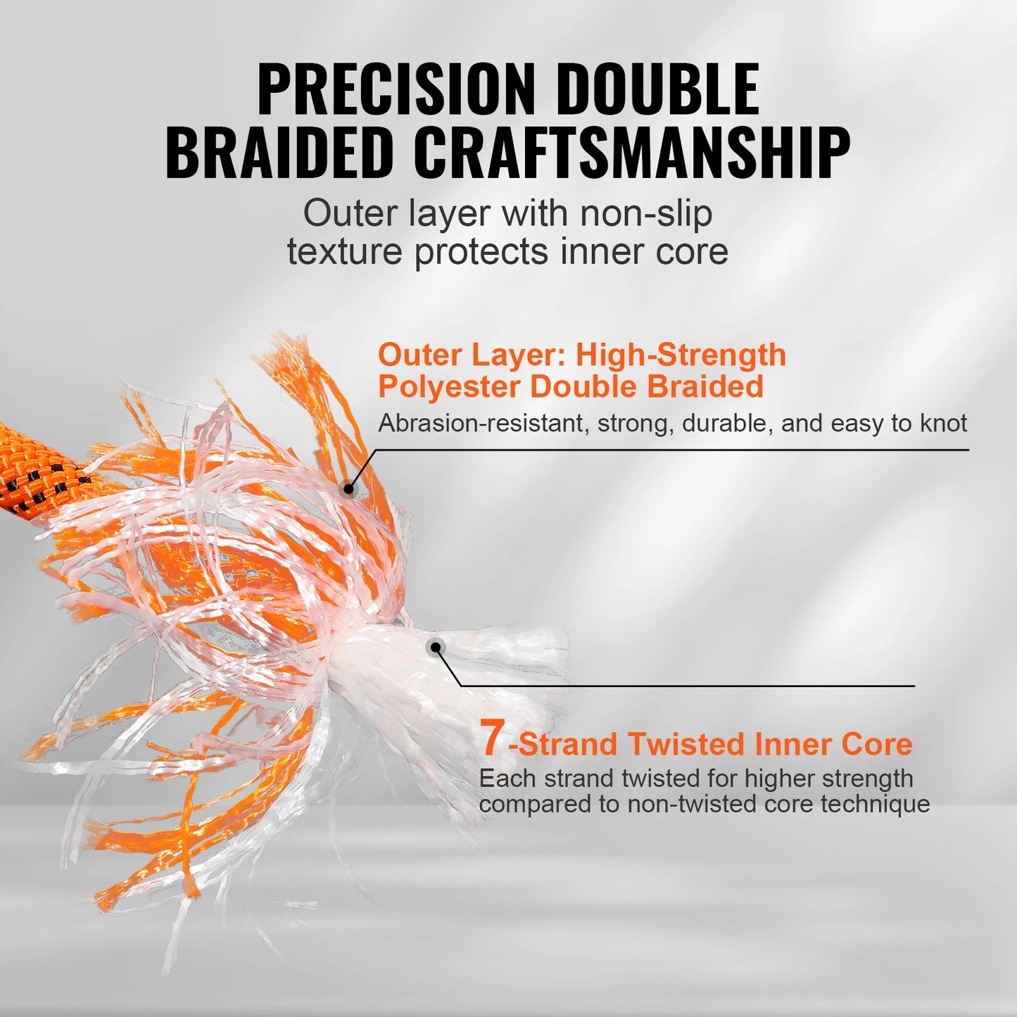 SucceBuy 120ft Dual-Weave Polyester Cord 3/8 in, 48-Strand Multi-Use Rope