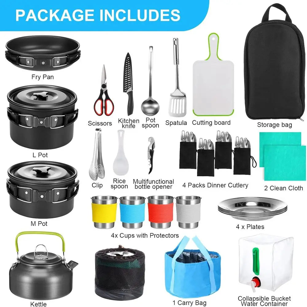 42-Piece Camping Cookware Set: Non-Stick Lightweight