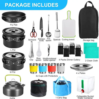 42-Piece Camping Cookware Set: Non-Stick Lightweight