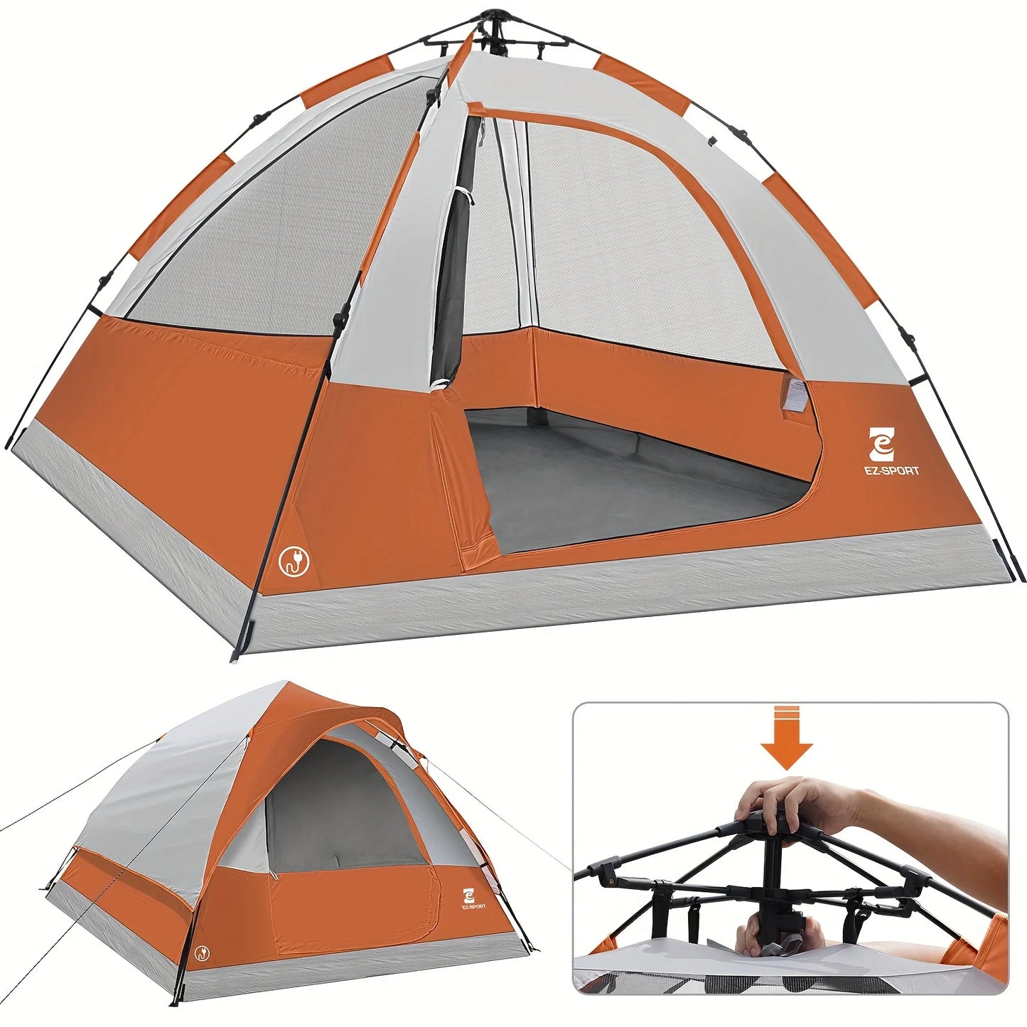 Pop Up Camping Tent - 4 Person Instant Easy Set Up  with Removable Rain Fly, Waterproof Windproof for Outdoor Camping
