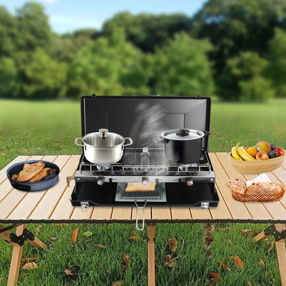 Portable Camping Stove with Griddle 3 Burner Propane Gas