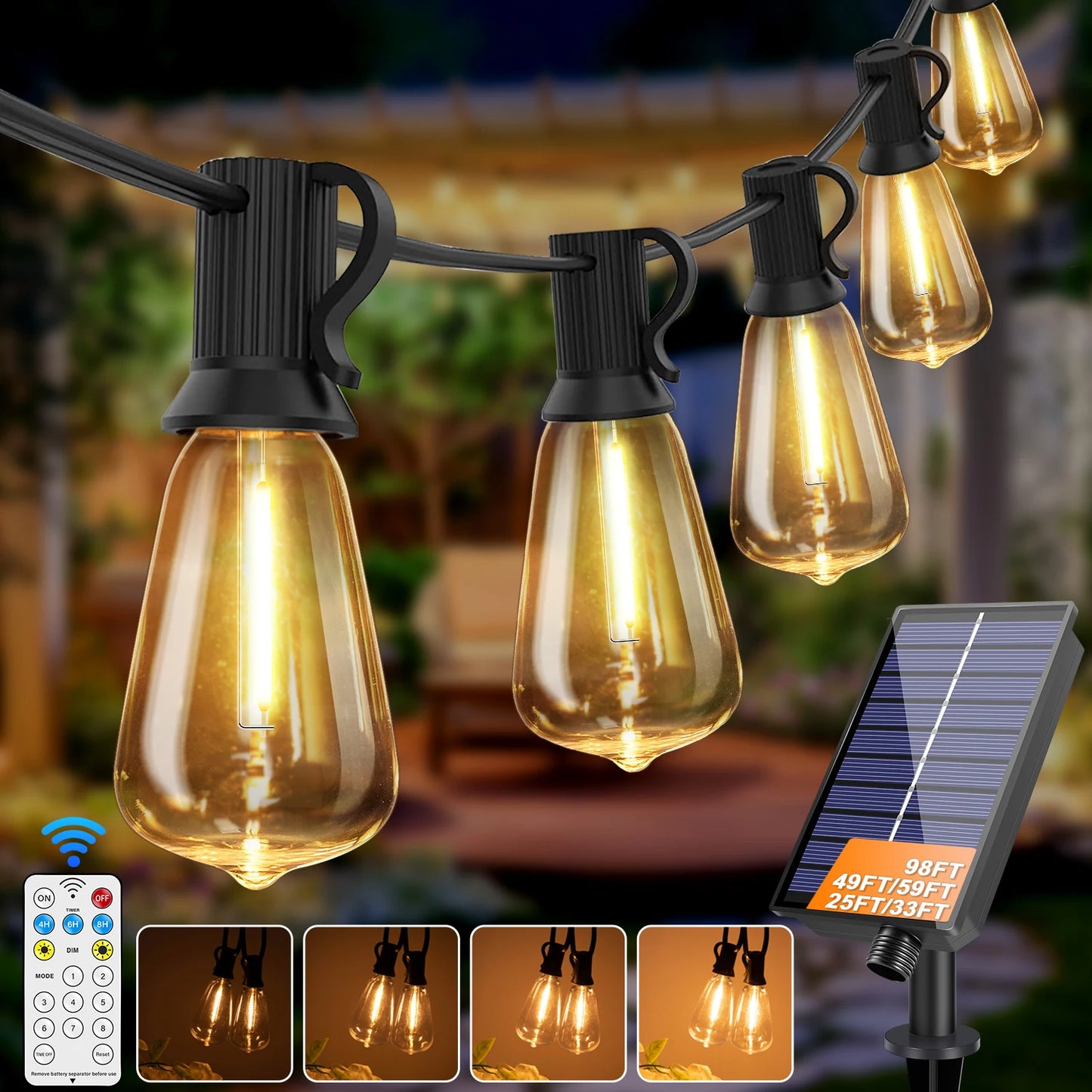 LED String Lights, USB Recharger, 8 Light Modes w/ Remote Control