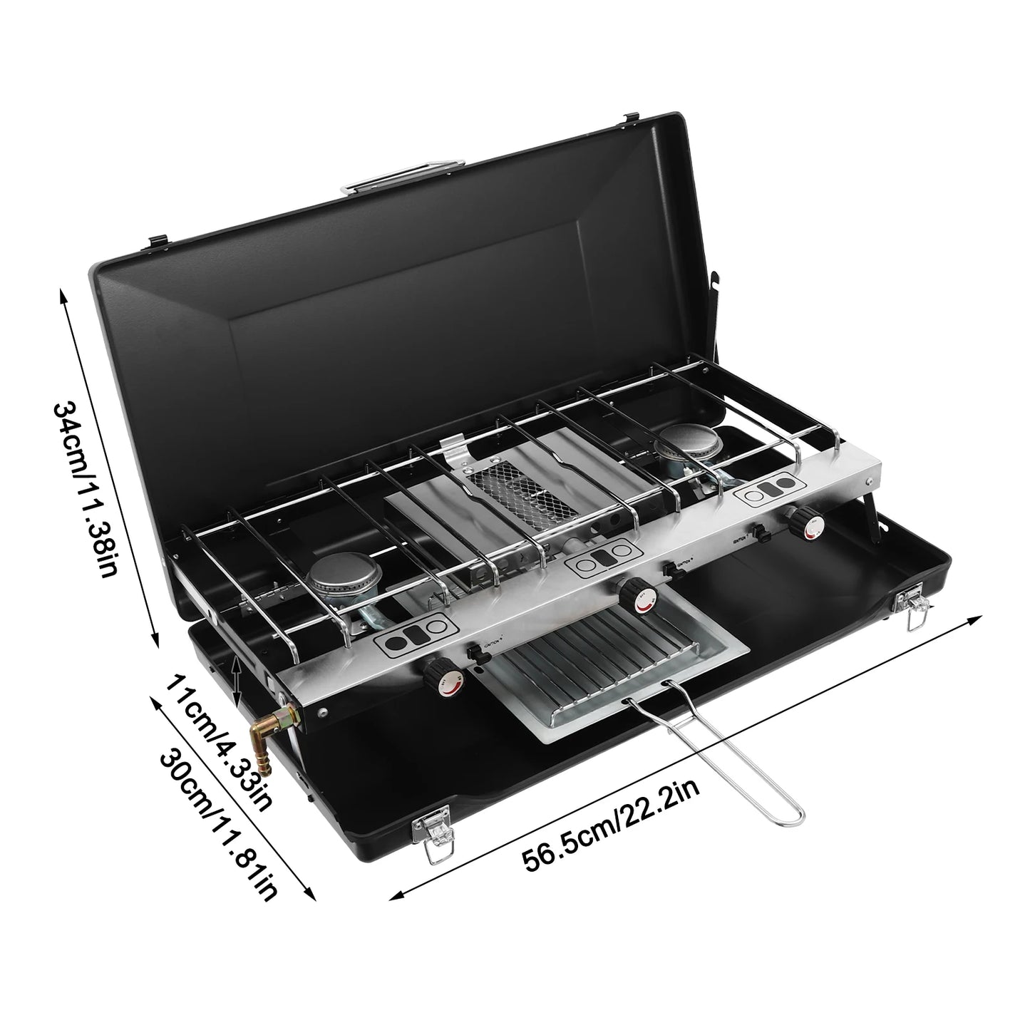 Portable Camping Stove with Griddle 3 Burner Propane Gas