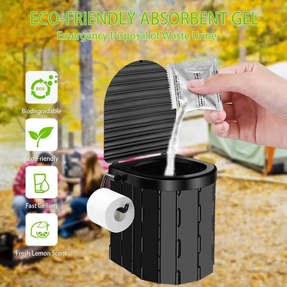 Portable Pop-Up Camping Toilet Tent with Shower, Includes Toilet Bags and Gel