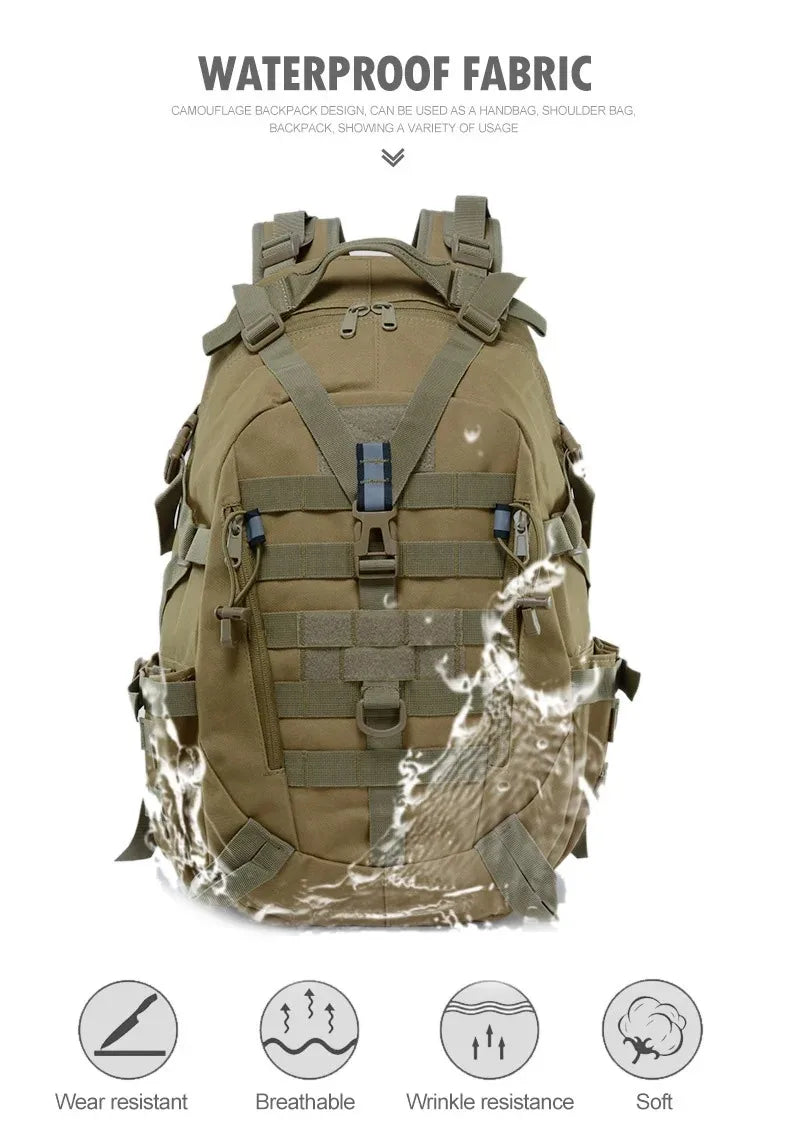 Tactical backpacks, modular loading systems, featuring reflective strips