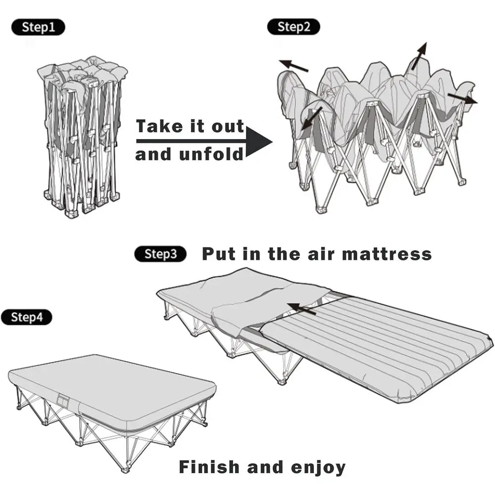 2 Person Camping Cot, Full Size Air Mattress Not Included