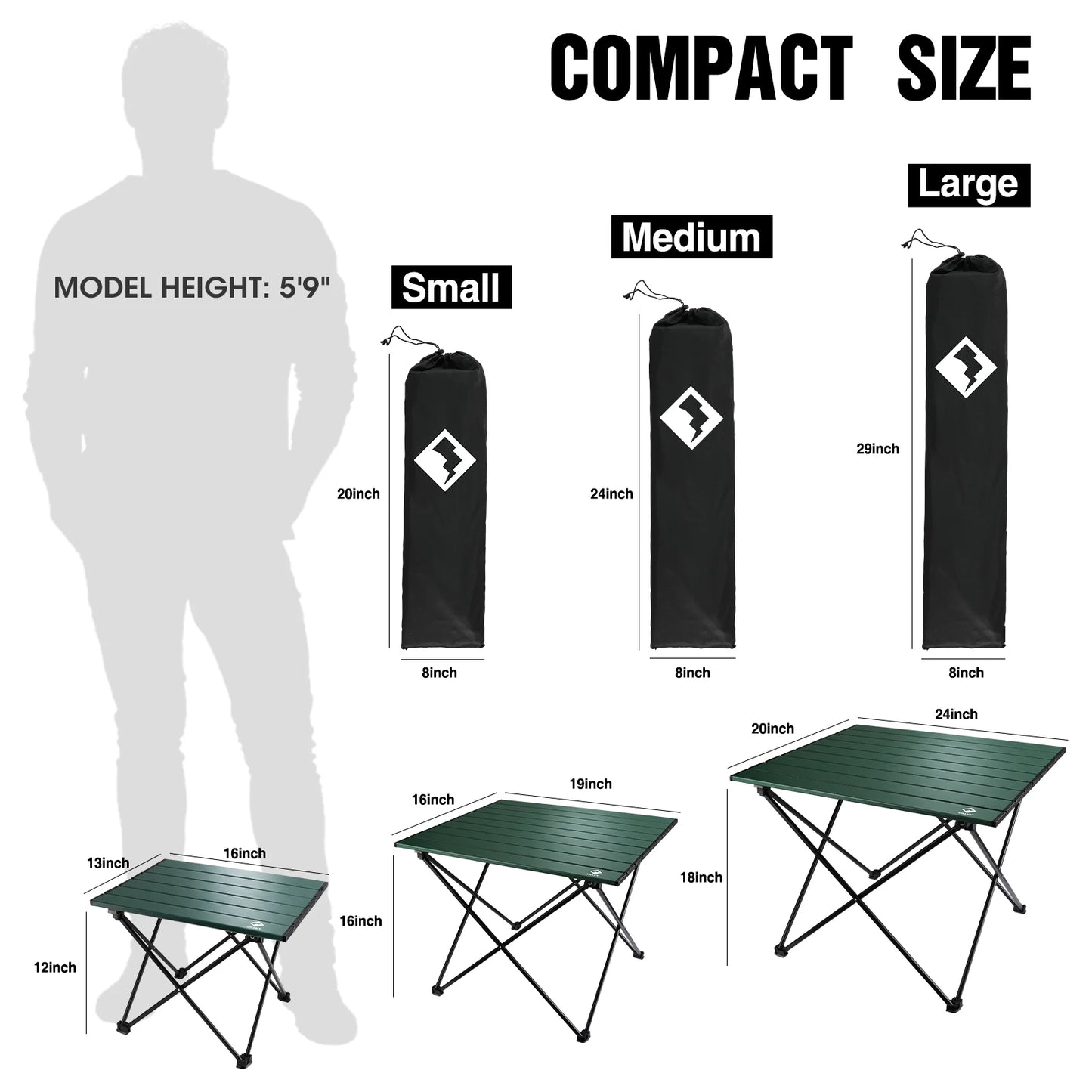VILLEY Ultralight Aluminum Folding Table with Carry Bag