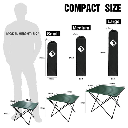 VILLEY Ultralight Aluminum Folding Table with Carry Bag