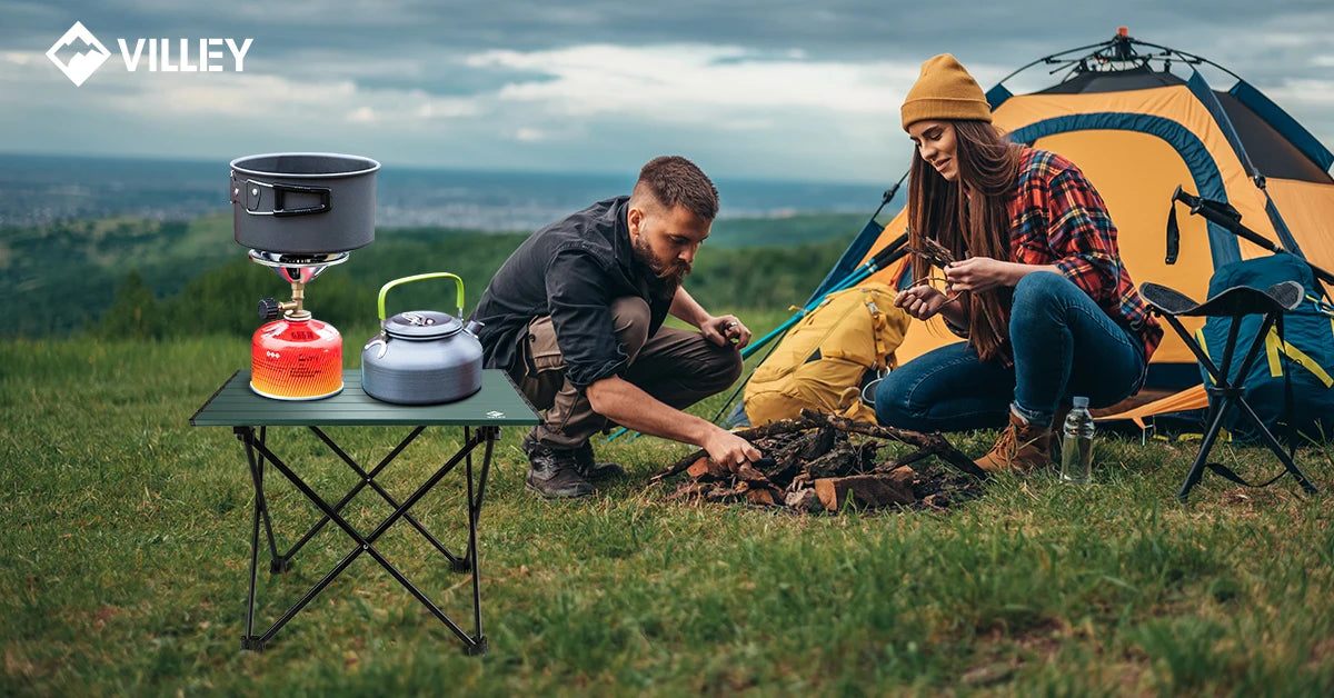 VILLEY Ultralight Aluminum Folding Table with Carry Bag