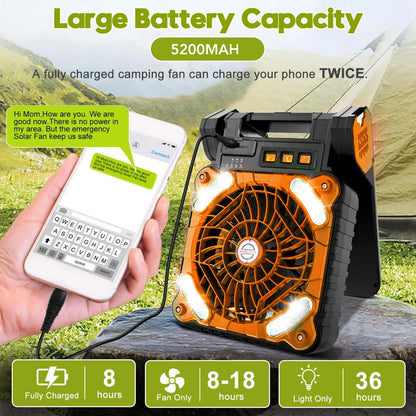 Solar Fan, 4 Speed w/LED Light, Timer
