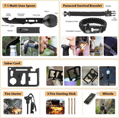 250Pcs Survival Gear First Aid Kit with Molle Bag & Emergency Tent