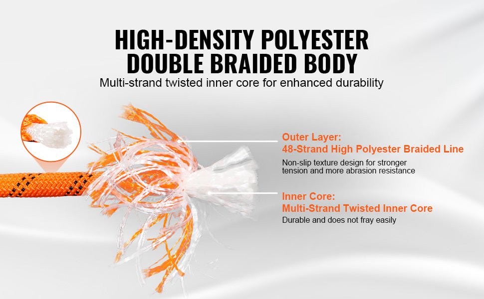 SucceBuy 120ft Dual-Weave Polyester Cord 3/8 in, 48-Strand Multi-Use Rope