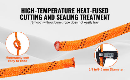 SucceBuy 120ft Dual-Weave Polyester Cord 3/8 in, 48-Strand Multi-Use Rope